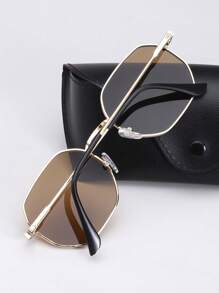 1 副男士超大多边形镜框时尚眼镜，时尚百搭，附赠礼盒和眼镜布，适合驾驶、钓鱼、日常生活和户外旅行配件，防风沙 - 彩色 - 查看 7