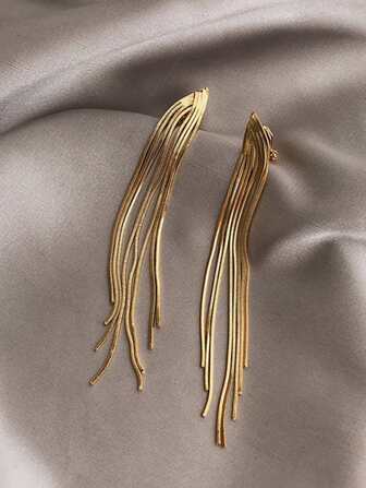 2 st. Kvinnors Lång tofs Örhängen , Inklusive Metallkedja Och Påstående Örhängen , Lång Threader Örhängen , Lämplig För Flickor , Bröllop , Brudtärnor , Fester