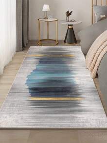 1入灰藍色地毯,豪華簡約風格,水晶絨材質,850克/平方米,0.8厘米厚度,防滑可水洗矩形起居室地氈,適用於家居裝飾、臥室和房間裝飾 - 灰藍色 - 查看 3