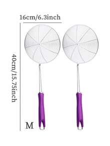 1pc Stainless Steel Wire Strainer, Comfortable Handle, Easy To Retrieve, Quick Drainage Of Water And Oil - Purple - View 16