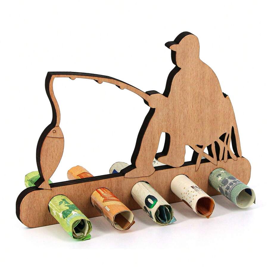 Giftota - Original Birthday Money Gift Wood - Money Gift For Bicycle - Aeroplane - Wedding - Ship - Car Wooden Gifts - Money Gift For Friends, Family, Lovers, Cyclists - Multiple Styles - 釣魚者 - 查看 1