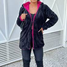 Casaco Longo cumprido Pelinho Dupla Fase Com Bolso dos dois lados e toca blusa de Frio quentinho Quente Inverno