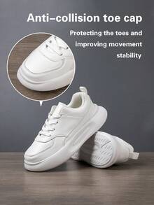 1 Pair Women Casual Sports Shoes Sneakers Flat Shoes All-Match Running Shoes Leather White Shoes Slip-Resistant Wear-Resistant Lightweight - White - View 7