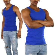 ToBeInStyle Men's Cotton Tank Tops - Màu xanh lam - Xem 4