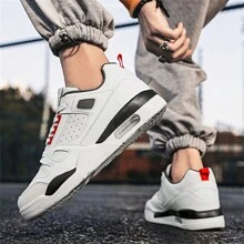 Men's Anti-Slip Letter Printed Colorblock Lace-Up Sports Shoes, Outdoor Skateboarding Shoes - Red - View 7