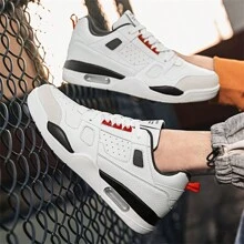 Men's Anti-Slip Letter Printed Colorblock Lace-Up Sports Shoes, Outdoor Skateboarding Shoes - Red - View 5