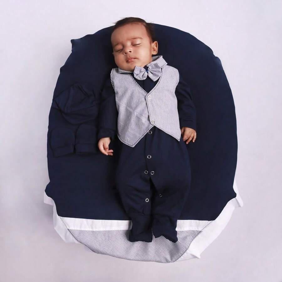Saída De Maternidade Para Menino Pequeno Baby 4 Peças - Listrado - Visão 1