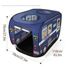1pc Children's Tent Playhouse, Indoor Outdoor Climbing Toy House, Portable Foldable No-Assembly, Christmas, Halloween, Thanksgiving Gift For Boys & Girls - Dark Blue Police Car - View 3
