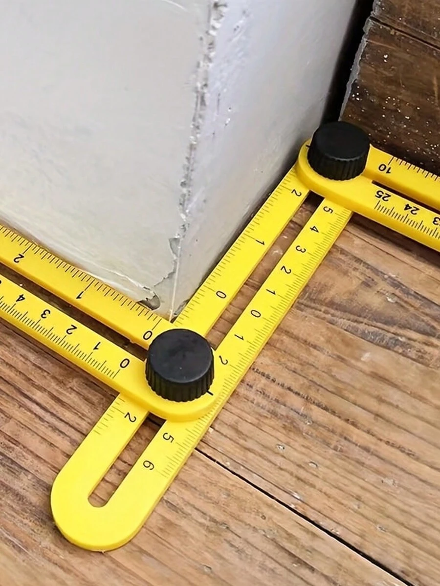 1入組可折疊多角度可移動四摺尺的量具,由abs塑料製成 - 黃色 - 查看 1