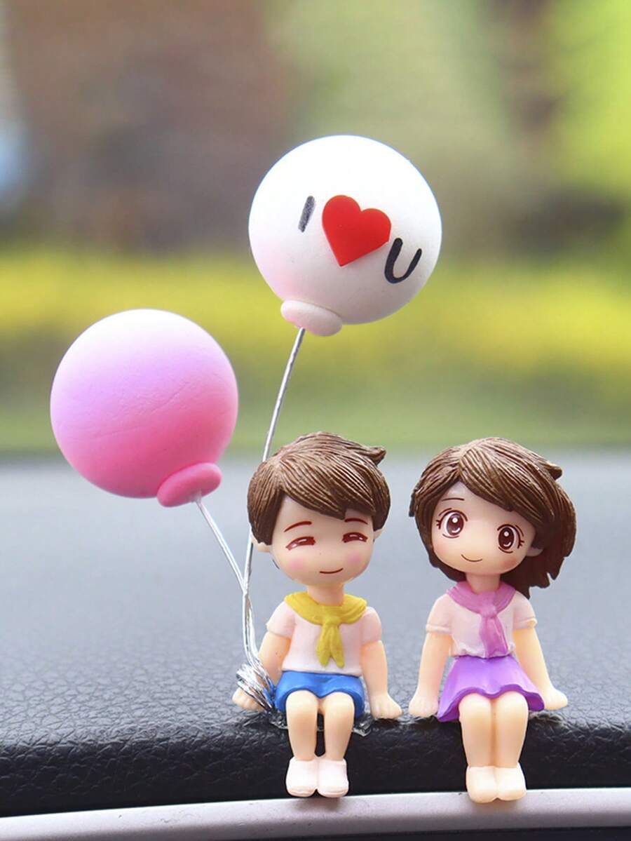 1入組可愛的親吻情侶娃娃汽車/家居裝飾玩具,辦公桌/婚禮/汽車裝飾 - 彩色 - 查看 1