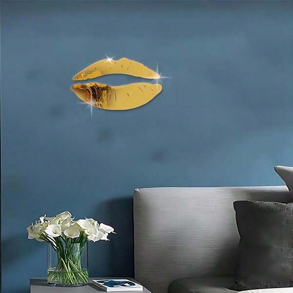 2pcs/set Acrylic Lip Shaped Diy Decorative Mirror, Modern Style, Self-adhesive, Detachable, Multicolor, For Living Room, Dining Room, Bedroom, Bathroom, Party, Holiday Decoration, Waterproof Sticker