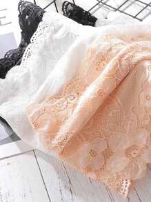 3 Stücke/Set Damen Sexy Spitzen BH mit Bandeau-Stil, trägerloses & drahtloses Lingerie Set