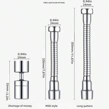 Anti-Splash Faucet Spray Head With Large Angle And Dual Modes: Aerator / Spray. Made Of Copper. Can Be Extended And Rotated - Silver - View 2