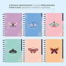 Caderno De Disco ISCOOL Prime Inteligente Grande 20 x 27,5 cm Butterfly Branco Rosa 80 Fls - Butterfly Branco Rosa - Visão 5