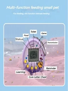 1pc Four-Color Plastic Electronic Pet Game Machine With Keychain, Virtual Pet Game Console - Multicolor - View 12