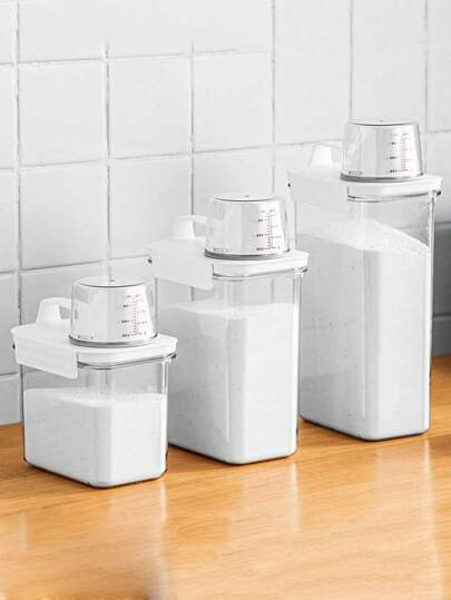 1pc Multi-Function Laundry Detergent Storage Box, Used For Household Laundry Detergent, Transparent Acrylic Laundry Beads Box, Transparent Utensils Dispenser, Rice Beans Grains Storage Box,Bag,Organizer,Storage,Kitchen