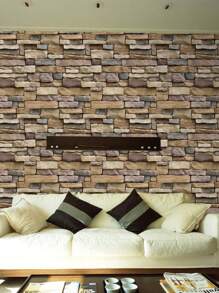 1pc Creative Simplicity Imitation Rock Pattern Brick Wall Sticker, Self-Adhesive Decor Wallpaper For Bedroom, Living Room Background - Multicolor - View 1