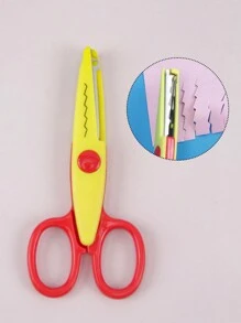 Small Handicraft Scissors, Floral Pattern Photo Album Cutting Wave Scissors, Adult Paper Craft Scissors(Random Color) - 6 Tooth Saw Shears + 1 Straight Line Shear - View 8