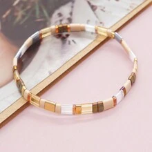 1 PIEZA de Pulsera elástica tejida a mano con cuentas de vidrio TILA de alta calidad, estilo japonés, vacaciones bohemias de primavera/verano, regalo de playa de verano, pulsera de surfista, regalo para mejor amiga