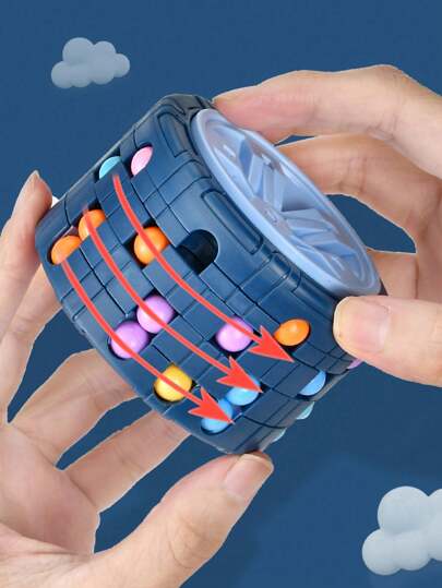 1pc 3d Cylinder Cube Puzzle Toy With Realistic Wheel Design That Draws Children's Attention, Magic Spinning Top Fidget Toy, Infant Early Education Stimulating Spatial Thinking And Developmental Training Toy