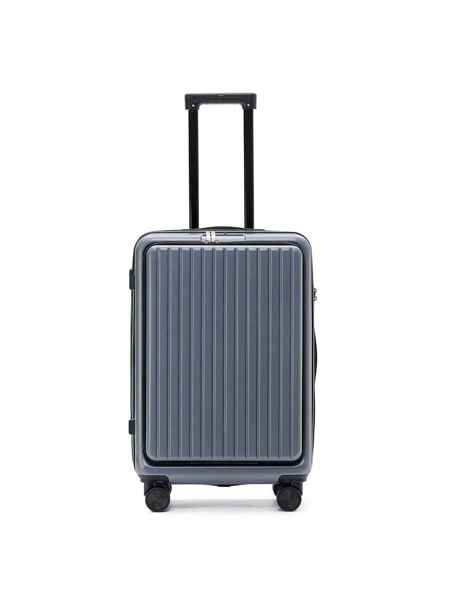 20/24 英寸商务风格 ABS+PC 前开式滚轮行李箱套装，男女皆宜，旅行箱，耐用拉杆箱，适合旅行、上学、度假、蜜月旅行、出国留学、学生包、学校配件、学校用品