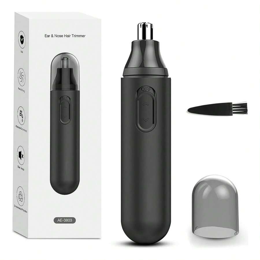 Recortadora Portátil De Vello Nasal Eléctrica Con Sistema De Limpieza De Vello Naso Y Auricular Para Hombres Y Mujeres, Recortadora De Vello Nasal Recargable, Nueva Versión De Viaje, Cortadora De Vello Nasal Eléctrica Para El Mercado Trasnfronterizo, Lavable, Para Cejas, Línea Del Cuello, Vello Nasal Y Auricular, Recortado De Detalles De Precisión. - Negro - Ver 1