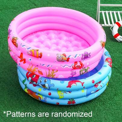 1pc,Household Inflatable Ocean Ball Pool Circular Print Swimming Pool Fishing Scene Pool Pattern Random, Beach Essentials, Beach Accessories, Pool Float