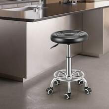 OYAJIA Stool Swivel Chair Height Adjustable 360° Chair Office Round Desk Bar Stool UK - Black - View 2