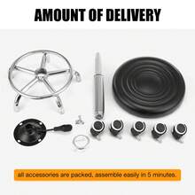 OYAJIA Stool Swivel Chair Height Adjustable 360° Chair Office Round Desk Bar Stool UK - Black - View 4