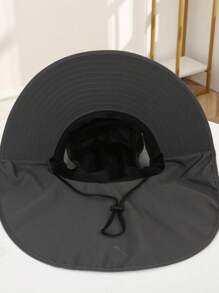 1pc Solid Color Sun Hat For Men With Neck Protection, Suitable For Climbing, Hiking, And Fishing