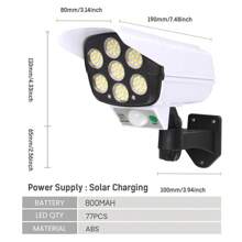 1 pieza Luz solar, lámpara exterior activada por movimiento, diseño de dispositivo de monitoreo simulado, no fotográfico, adecuado para patio, cerca, puerta, pared, iluminación de jardín exterior para senderos, patios, terrazas