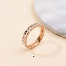 4pcs Đơn giản & Đúng mốt Băng rộng Nhẫn , Hàn Quốc Phong cách Với Kim cương , Thép không gỉ Cặp đôi Nhẫn , Của phụ nữ Phụ kiện - Nhiều màu - Xem 5