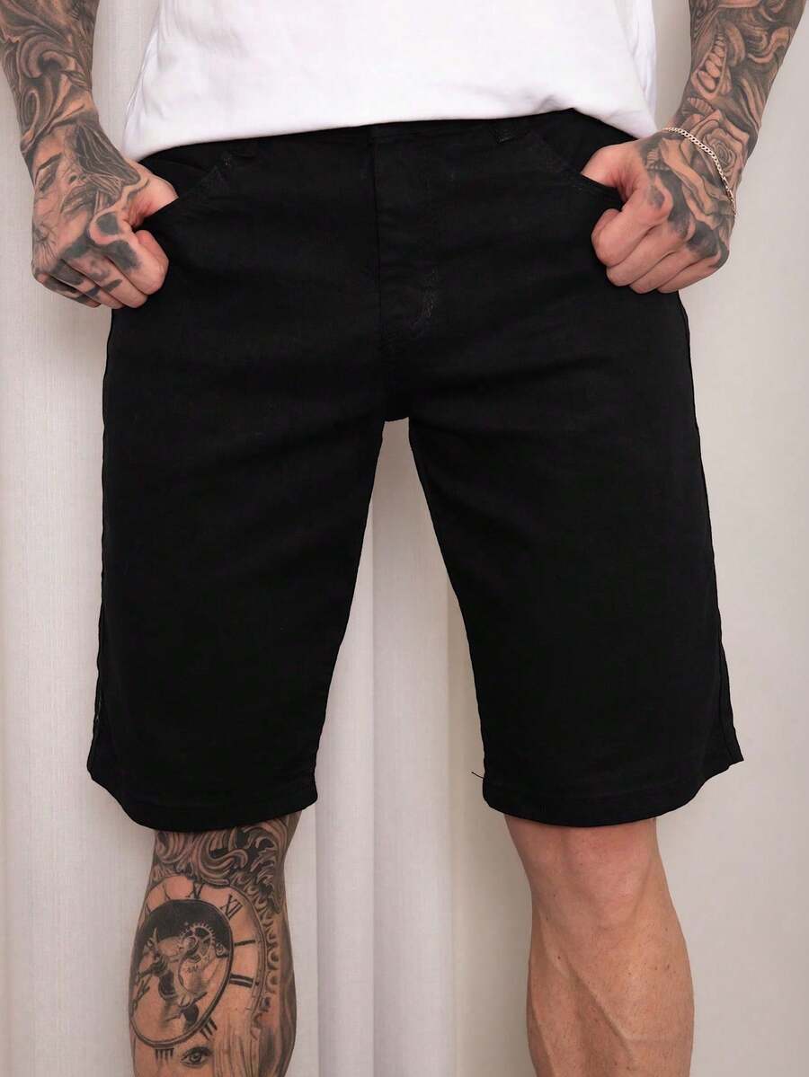 Men Denim Shorts - màu đen - Xem 1