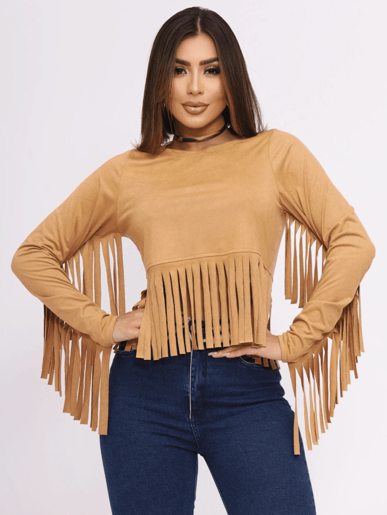 Women Blouses - 駝色 - 查看 1