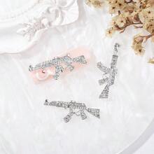 10 piezas/paquete Decoración de uñas de forma de pistola AK-47 y Tomcat de aleación de color surtido con strass para decoración de uñas DIY, encantos de uñas, joyas de uñas, suministros de uñas decoración uñas - Multicolor - Ver 5