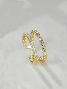 H Z JEWERLY 1 Miếng Đúng mốt Zirconia Trang trí Mạ đồng 14K Vàng Mở Nhẫn Đối với phụ nữ & Nam , Thích hợp Đối với Mặc hàng ngày , Nhẫn đôi , Bữa tiệc mùa hè , Qủa tặng Đối với Gia đình & Bạn - Vàng - Xem 8