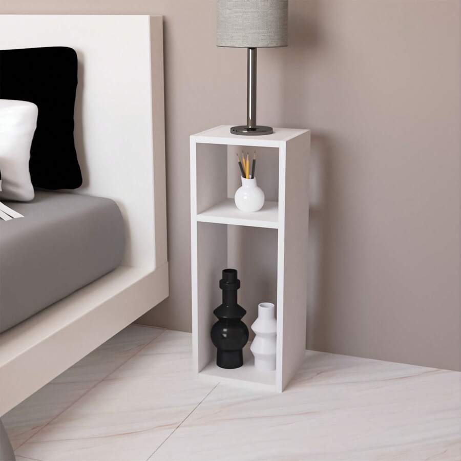 Kit Conjunto Jogo Duas Mesinhas de Cabeceira MDF 60x20 cm Decoração Quarto - Branco - Visão 1