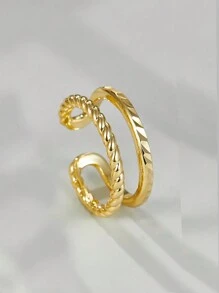 H Z JEWERLY 1 Miếng Đúng mốt Zirconia Trang trí Mạ đồng 14K Vàng Mở Nhẫn Đối với phụ nữ & Nam , Thích hợp Đối với Mặc hàng ngày , Nhẫn đôi , Bữa tiệc mùa hè , Qủa tặng Đối với Gia đình & Bạn - Vàng - Xem 13