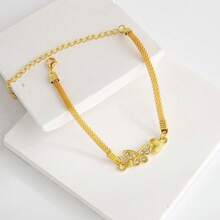 1pc European And American Style Personalized Creative Butterfly Anklet, Beach Jewelry For Women, Simple Chain With Rhinestone Decoration - Gold - View 6