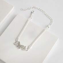 1pc European And American Style Personalized Creative Butterfly Anklet, Beach Jewelry For Women, Simple Chain With Rhinestone Decoration - Gold - View 4