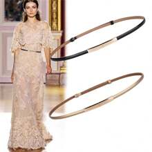 Thắt lưng trắng nhiều màu thanh lịch dành cho nữ, được làm bằng da cao cấp, đơn giản và phong cách, thích hợp để mặc hàng ngày và phụ kiện cho trang phục hoặc váy, phong cách Hàn Quốc - trắng - Xem 1