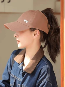1 件学生高马尾棒球帽，女士遮阳帽透气帽檐帽子，适合夏季日常佩戴 - 卡其色 - 查看 2