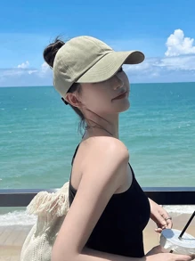 1 件学生高马尾棒球帽，女士遮阳帽透气帽檐帽子，适合夏季日常佩戴 - 卡其色 - 查看 3