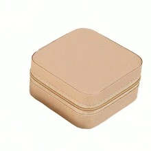 1个迷你首饰收纳盒，首饰展示旅行盒，适用于耳环、项链、戒指，便携式皮革首饰盒，化妆品收纳盒，化妆包，女士旅行必备品 - 黃色 - 查看 4