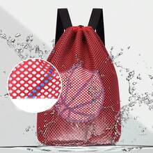 Large Capacity Outdoor Travel Waterproof Backpack Sports Fitness Basketball Bag Drawstring Mesh Bag Football Storage Gym Yoga - Red - View 1