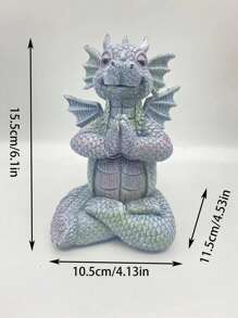 1只花園雕塑冥想小龍塑像樹脂工藝品,帶折疊手,用於戶外庭院家居裝飾,6.1'' × 4.53'' × 4.13'' - 彩色 - 查看 2