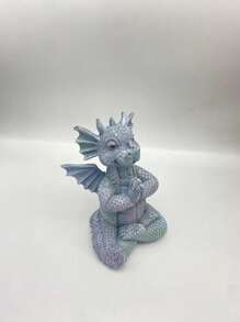 1只花園雕塑冥想小龍塑像樹脂工藝品,帶折疊手,用於戶外庭院家居裝飾,6.1'' × 4.53'' × 4.13'' - 彩色 - 查看 4