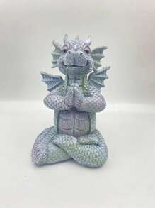 1只花園雕塑冥想小龍塑像樹脂工藝品,帶折疊手,用於戶外庭院家居裝飾,6.1'' × 4.53'' × 4.13'' - 彩色 - 查看 7