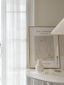 1 件免钻法式加厚滤光隐私保护编织绳门帘，纯色法式门窗帘，半透明法式门帘，配有优雅的杆袋，可遮挡阳光并使房间变暗，适用于前厅/厨房/后厅/露台/客厅玻璃门 - 白色 - 查看 3