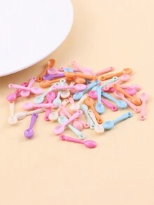 50入組時尚3d亞克力飯匙形迷你吊墜,可用於diy耳環、項鍊、手鍊、珠寶配件 - 彩色 - 查看 3